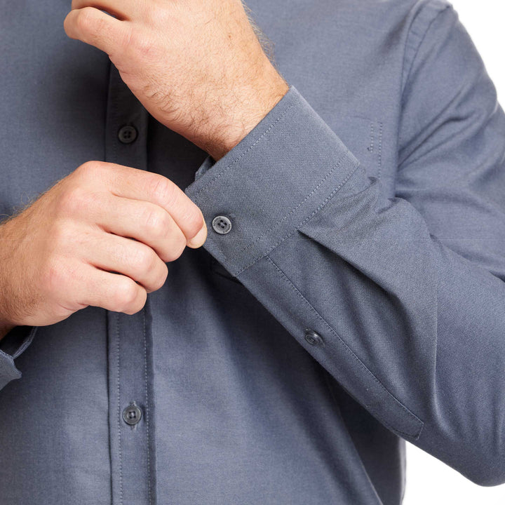 Ash & Erie Dark Navy Oxford Wrinkle-Free Button-Down Shirt for Short Men   Everyday Shirts