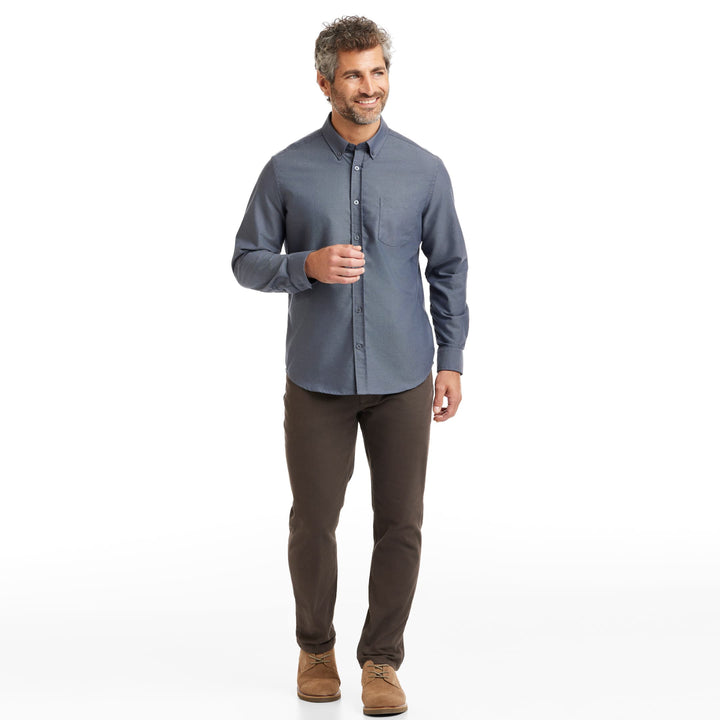 Ash & Erie Dark Navy Oxford Wrinkle-Free Button-Down Shirt for Short Men   Everyday Shirts