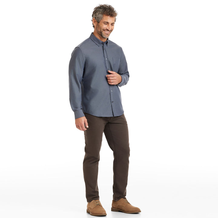 Ash & Erie Dark Navy Oxford Wrinkle-Free Button-Down Shirt for Short Men   Everyday Shirts