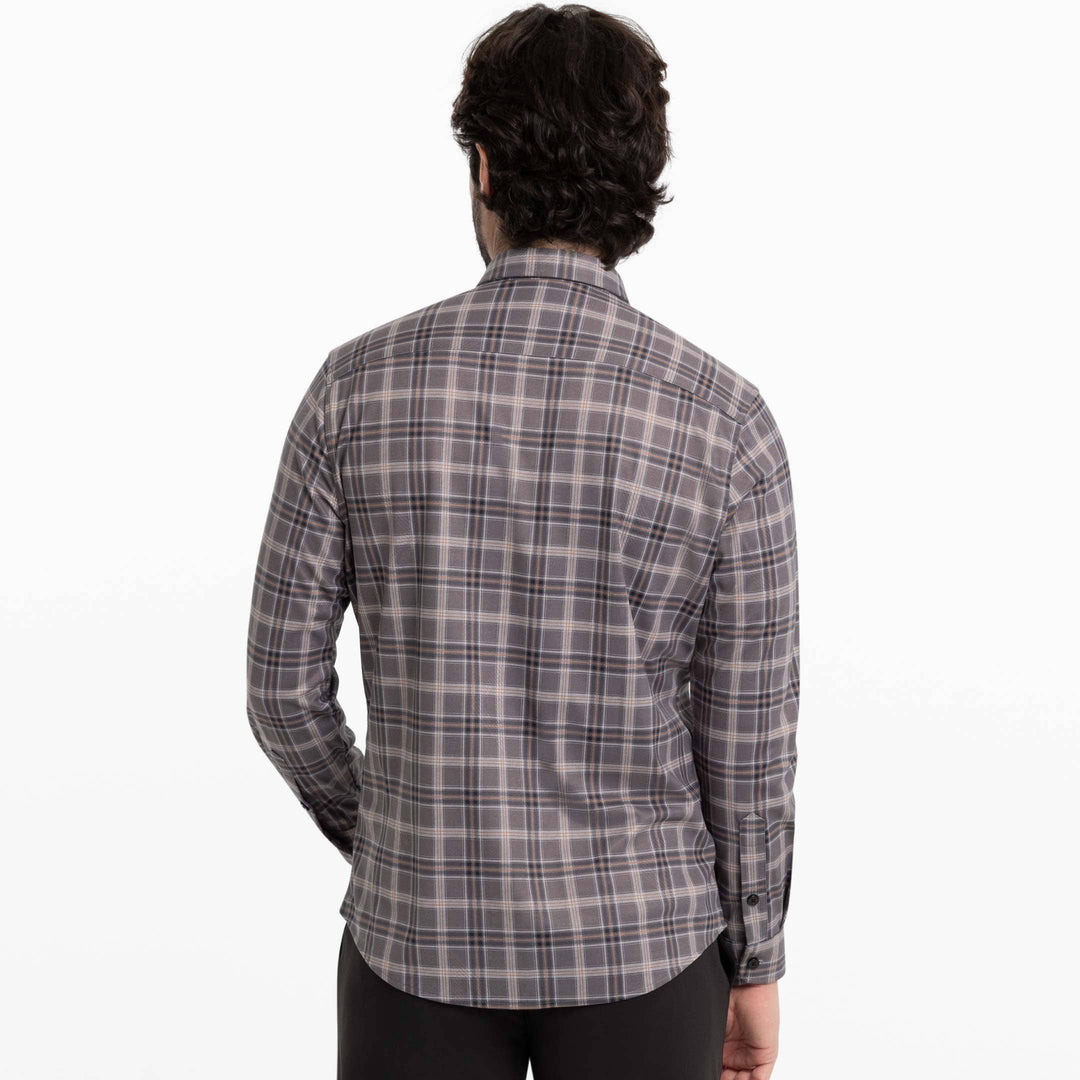 Ash & Erie Greyline Plaid Performance Stretch Shirt for Short Men   Everyday Shirts