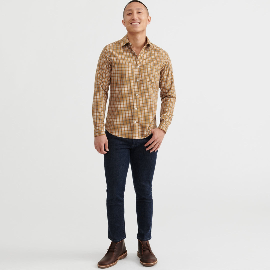 Ash & Erie Hazelnut Plaid Button-Down Shirt for Short Men   Everyday Shirts