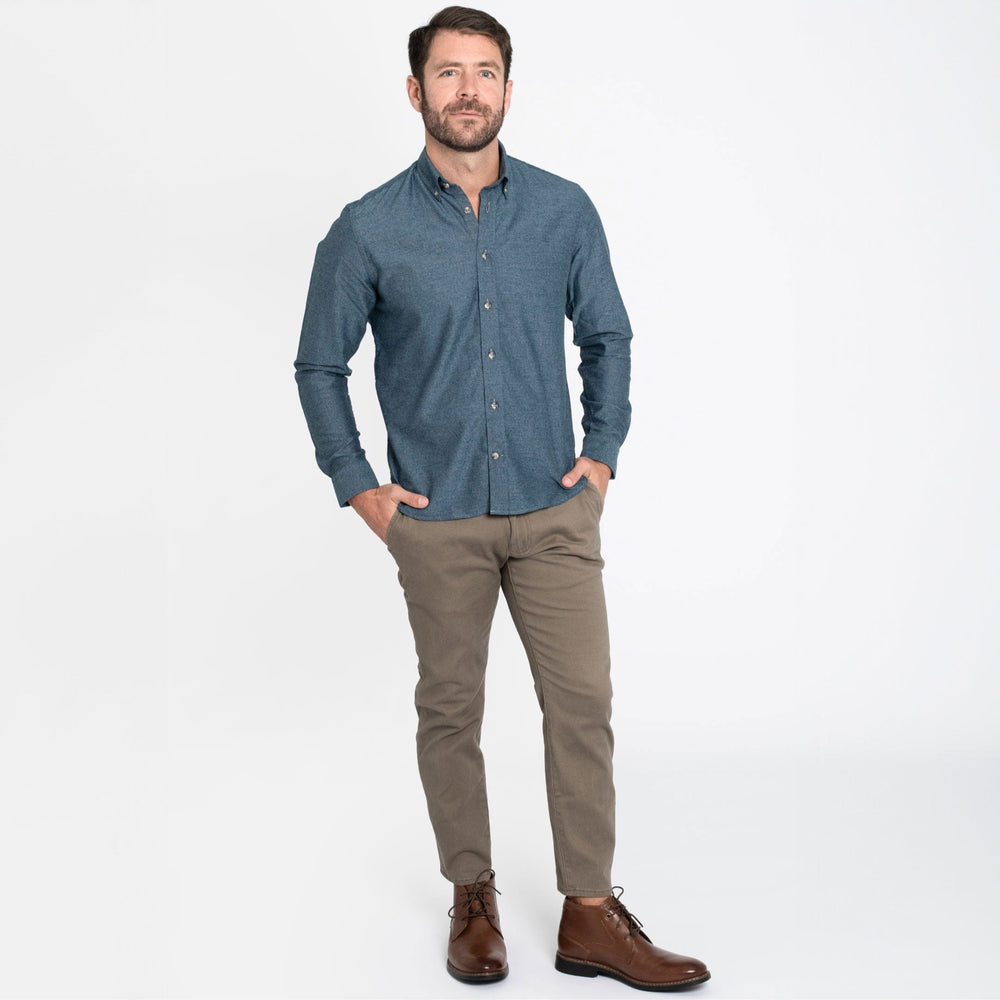 Ash & Erie Heather Azure Button-Down Shirt for Short Men   Everyday Shirts