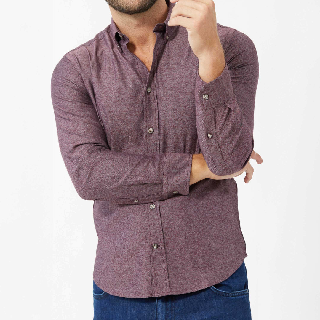 Ash & Erie Heather Burgundy Button-Down Shirt for Short Men   Everyday Shirts