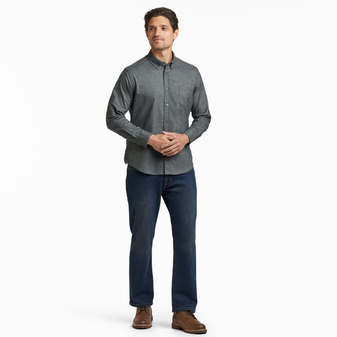 Ash & Erie Heather Charcoal Brushed Button-Down Shirt for Short Men   Everyday Shirts
