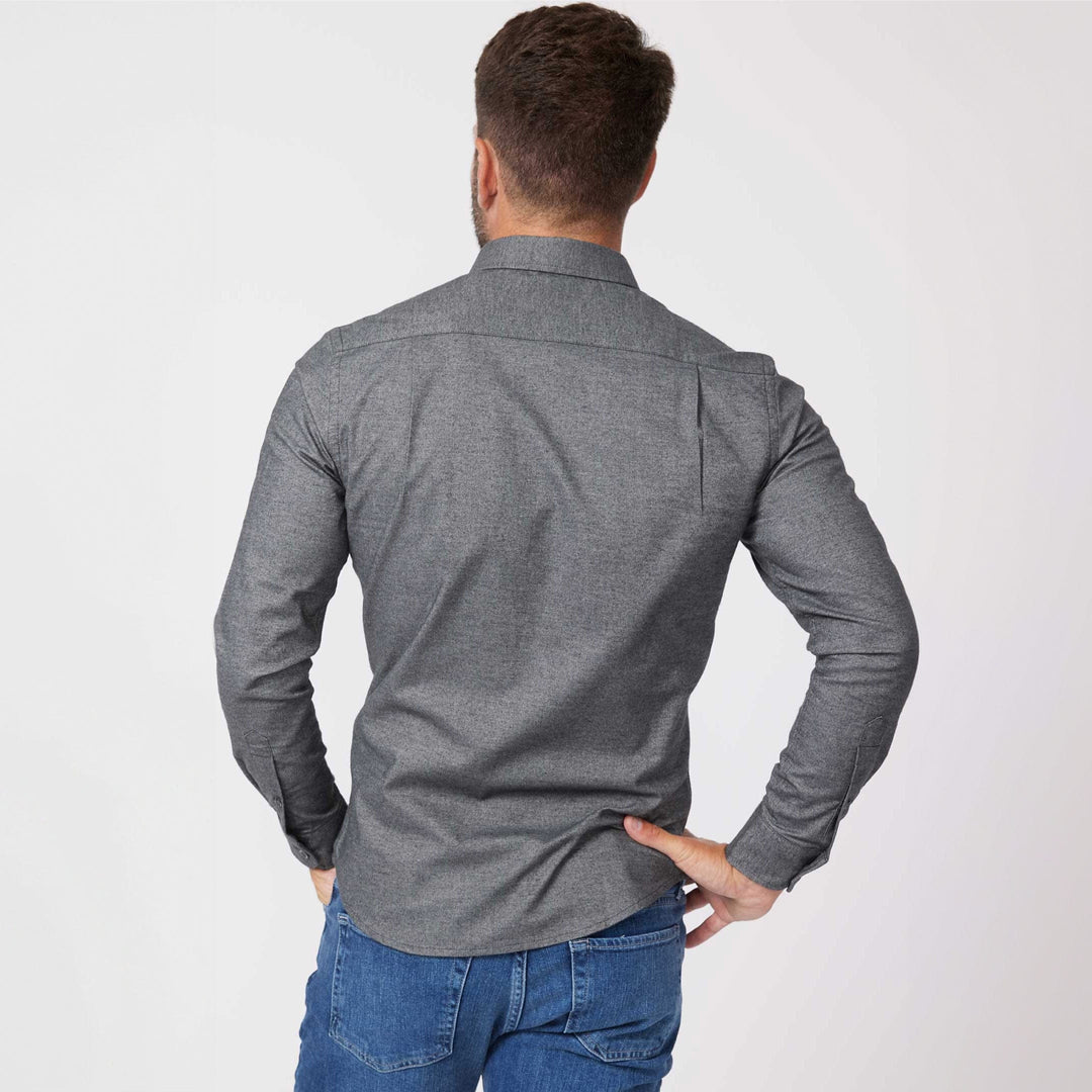 Ash & Erie Heather Charcoal Brushed Button-Down Shirt for Short Men   Everyday Shirts