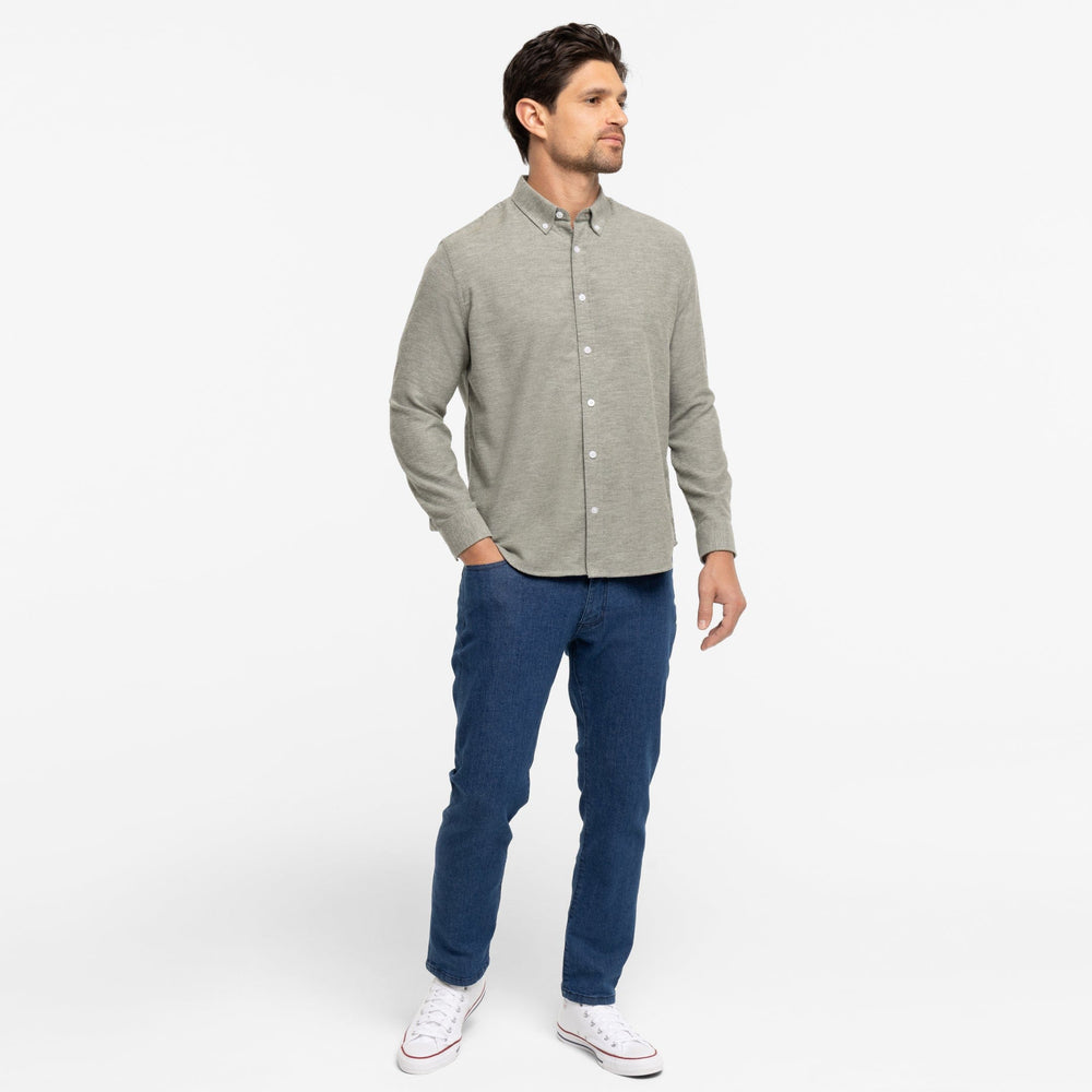 Ash & Erie Heather Green Button-Down Shirt for Short Men   Everyday Shirts