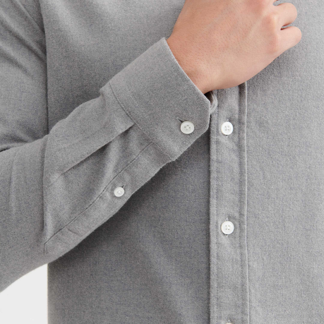 Ash & Erie Heather Grey Brushed Button-Down Shirt for Short Men   Everyday Shirts