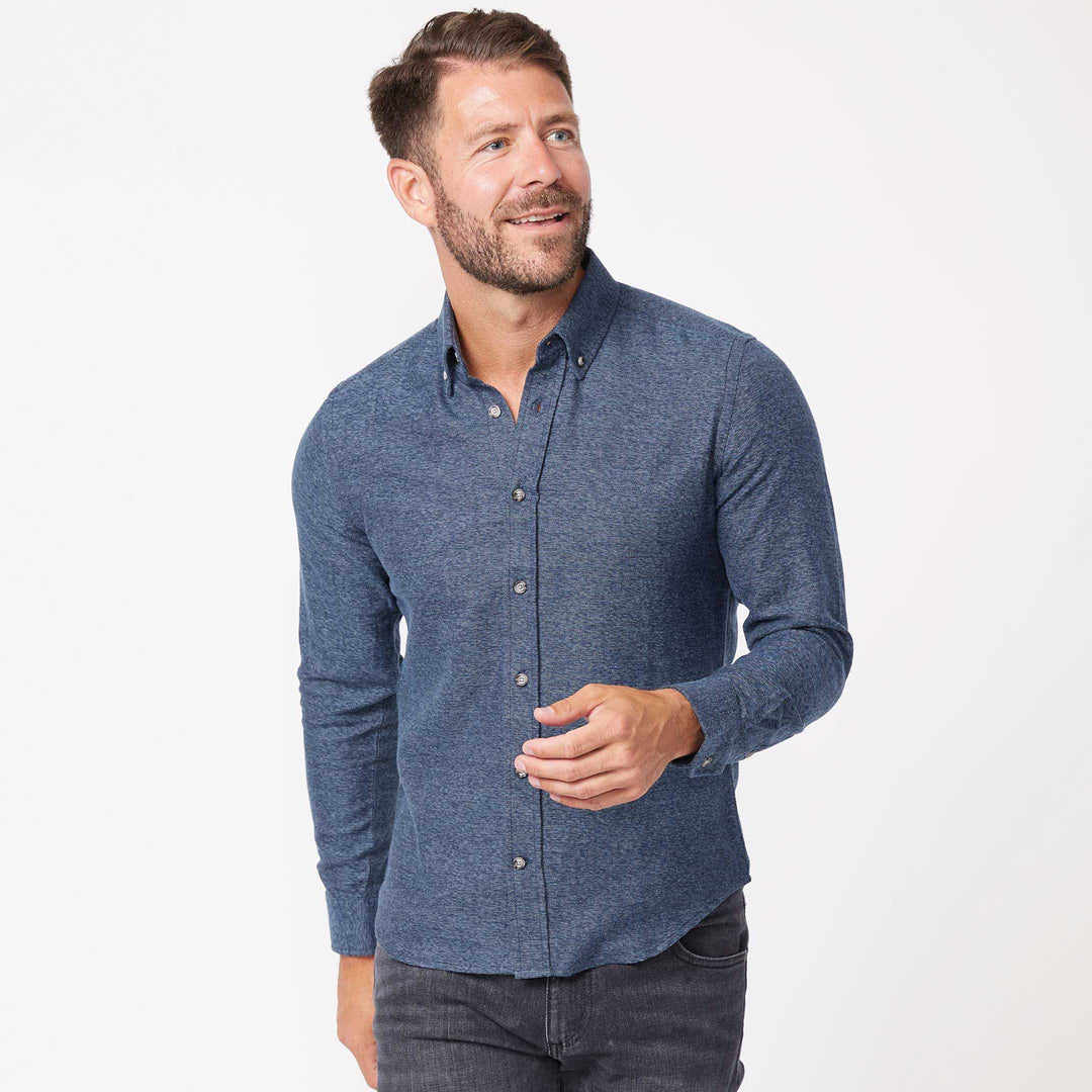 Ash & Erie Heather Indigo Brushed Button-Down Shirt for Short Men   Everyday Shirts