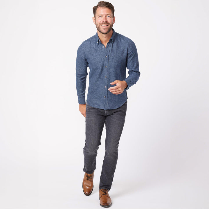 Ash & Erie Heather Indigo Brushed Button-Down Shirt for Short Men   Everyday Shirts