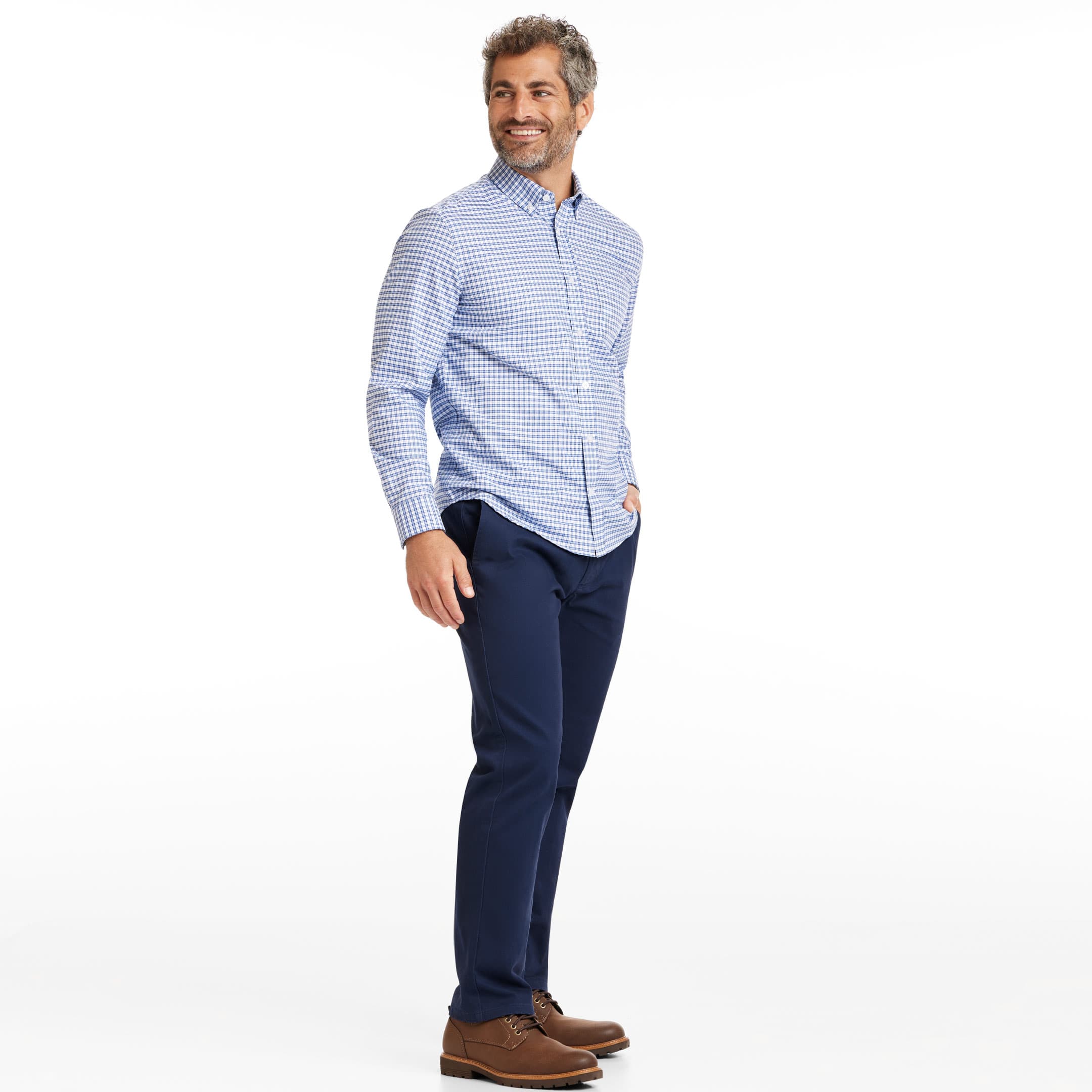 Ash & Erie Hudson Check Oxford Wrinkle-Free Button-Down Shirt for Short Men   Everyday Shirts