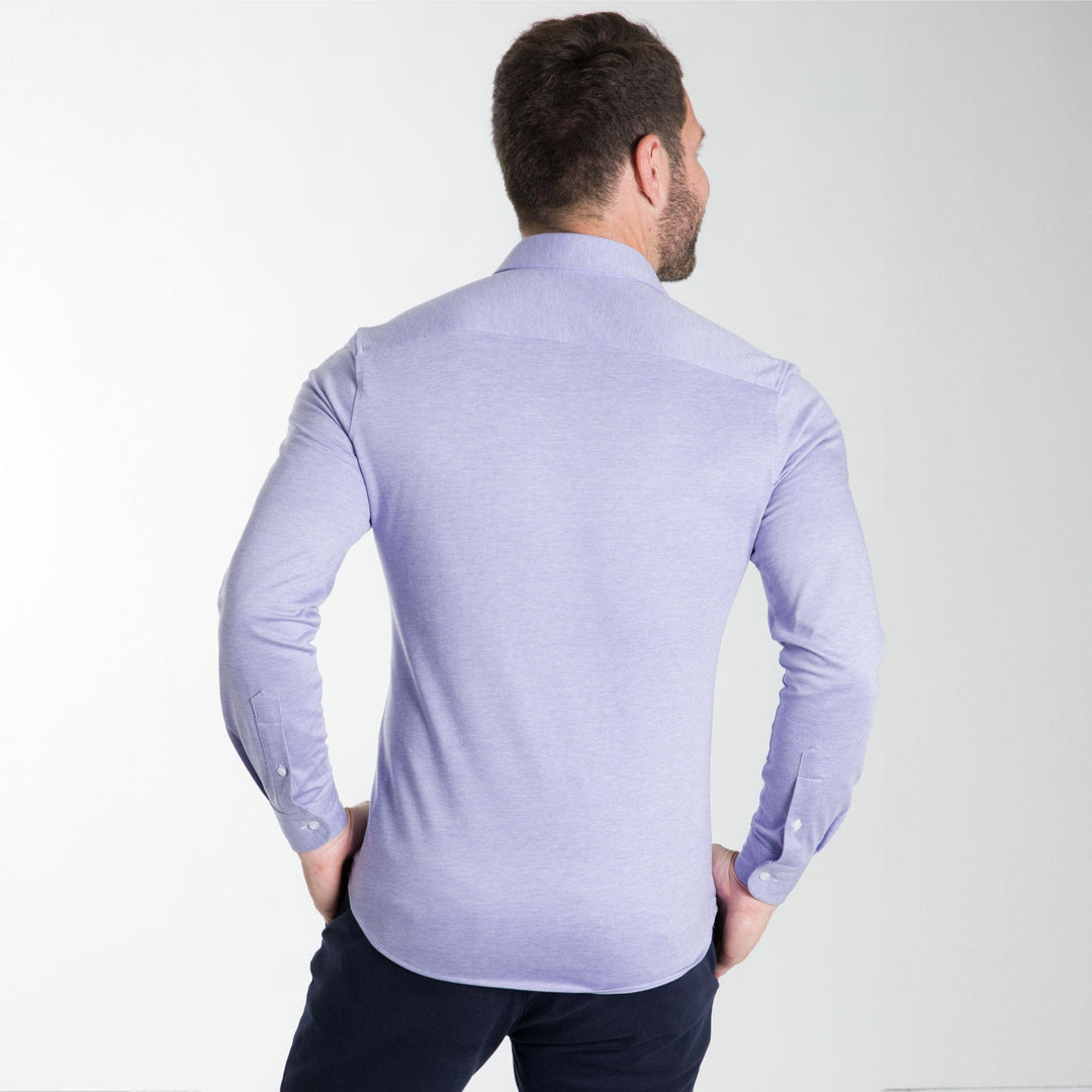 Ash & Erie Lavender Melange Performance Stretch Shirt for Short Men   Everyday Shirts