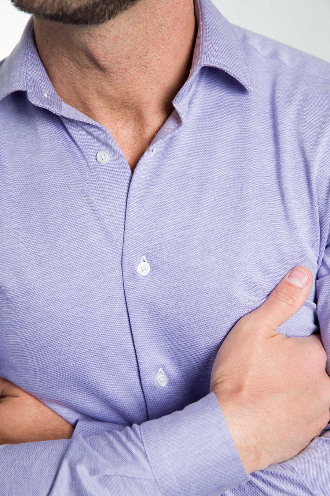 Ash & Erie Lavender Melange Performance Stretch Shirt for Short Men   Everyday Shirts