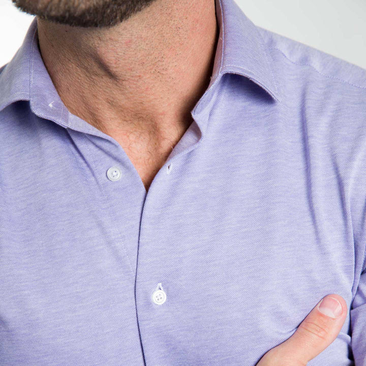 Ash & Erie Lavender Melange Performance Stretch Shirt for Short Men   Everyday Shirts