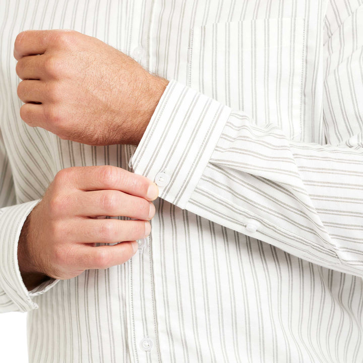 Ash & Erie Longford Stripe Oxford Wrinkle-Free Button-Down Shirt for Short Men   Everyday Shirts