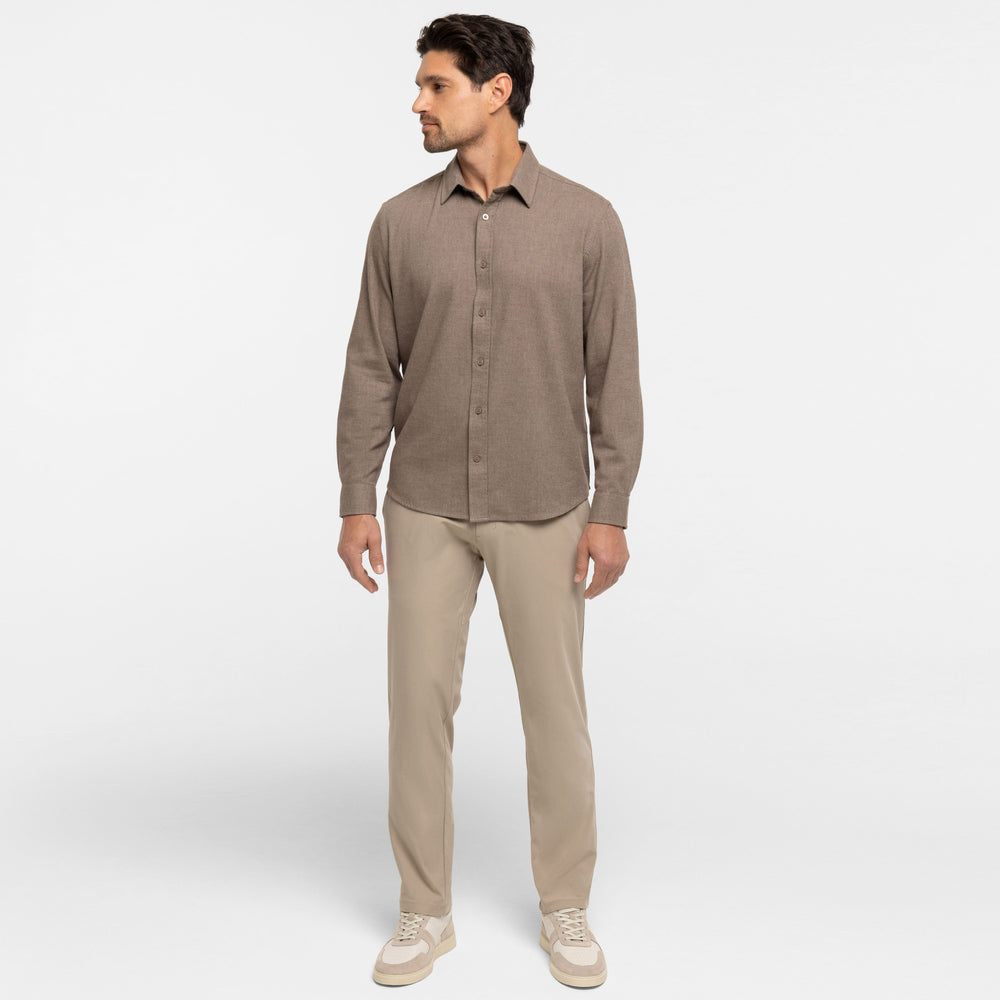 Ash & Erie Mocha Brushed Button-Down Shirt for Short Men   Everyday Shirts