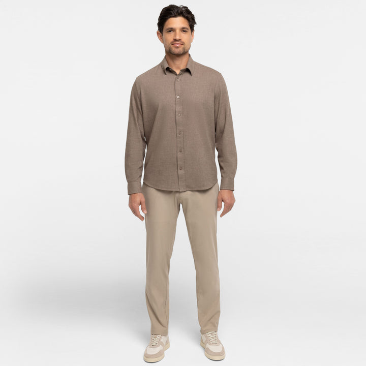 Ash & Erie Mocha Brushed Button-Down Shirt for Short Men   Everyday Shirts