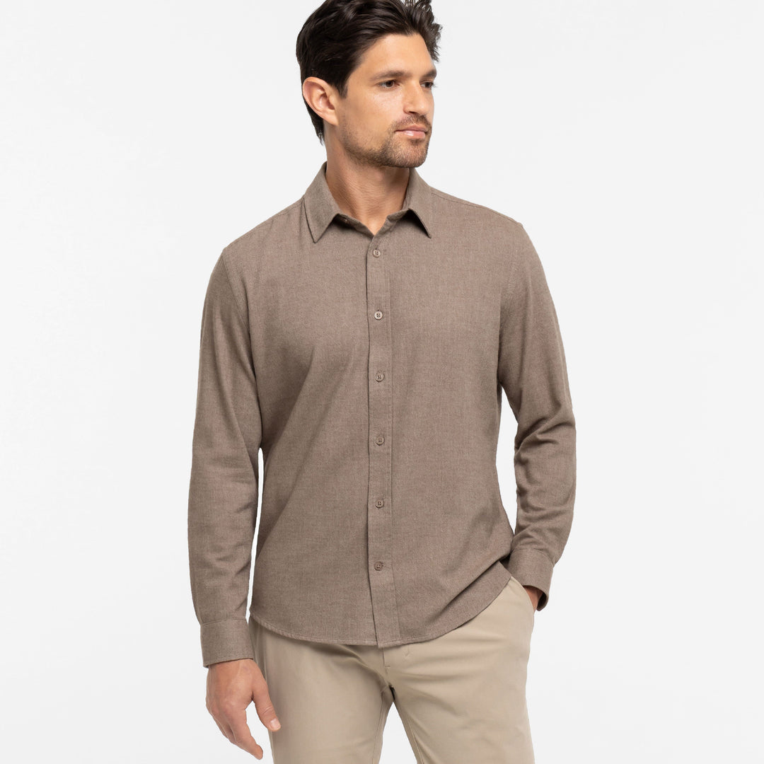 Ash & Erie Mocha Brushed Button-Down Shirt for Short Men   Everyday Shirts
