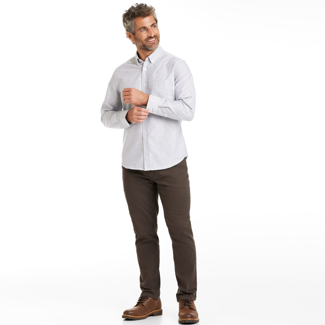 Ash & Erie Navy Stripe Oxford Wrinkle-Free Button-Down Shirt for Short Men   Everyday Shirts