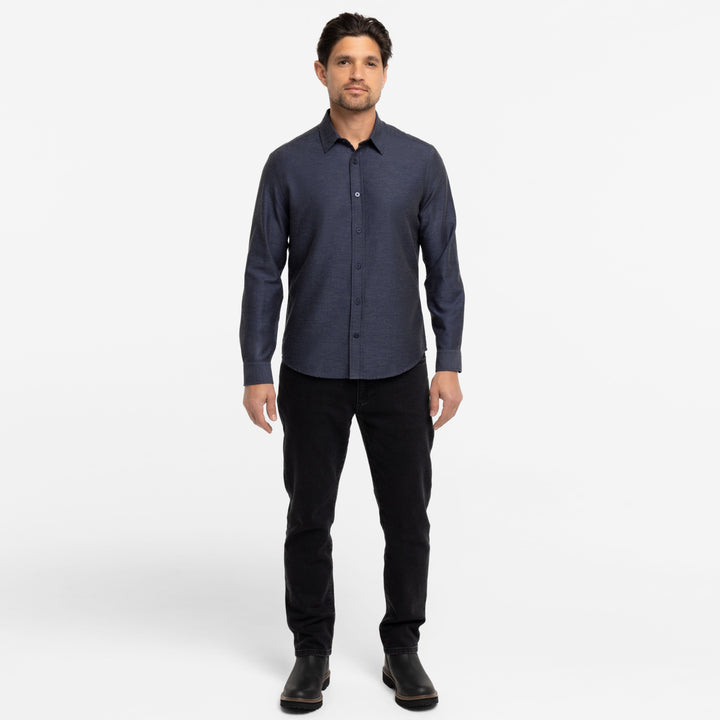 Ash & Erie Navy Twill Brushed Button-Down Shirt for Short Men   Everyday Shirts