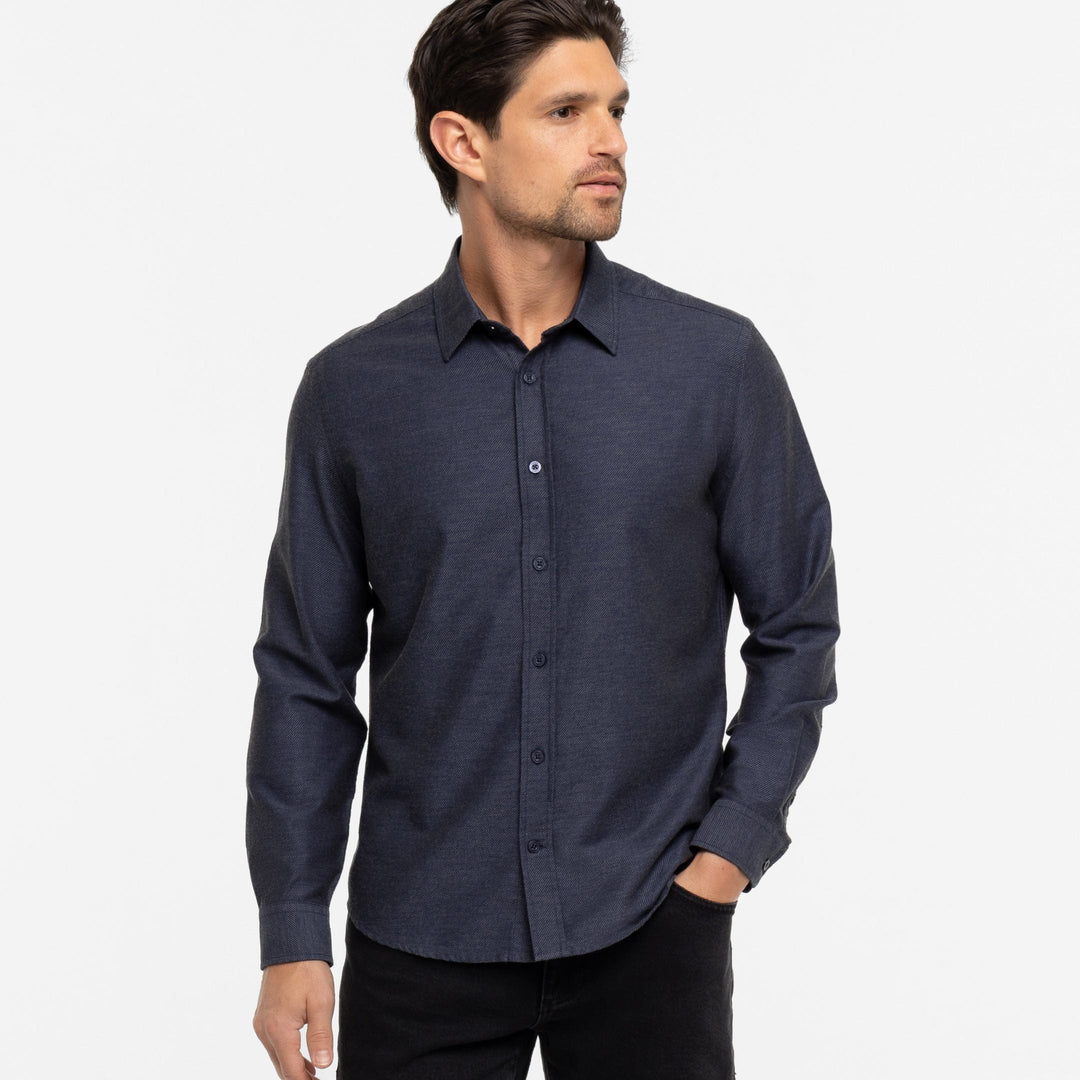 Ash & Erie Navy Twill Brushed Button-Down Shirt for Short Men   Everyday Shirts