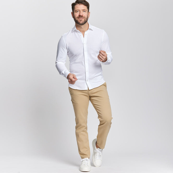 Ash & Erie Solid White Performance Stretch Shirt for Short Men   Everyday Shirts