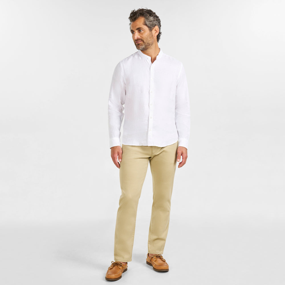 Ash & Erie White Linen Band Collar Shirt for Short Men   Everyday Shirts