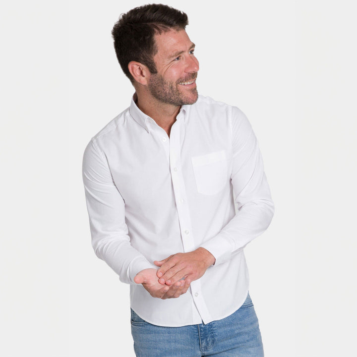 Ash & Erie White Oxford Wrinkle-Free Button-Down Shirt for Short Men   Everyday Shirts