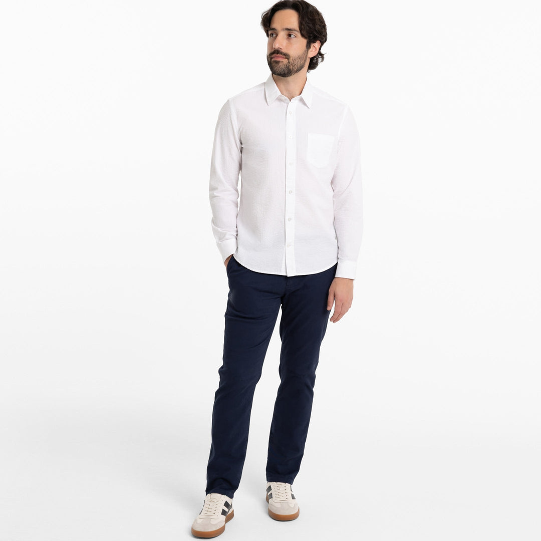 Ash & Erie White Seersucker Button-Down Shirt for Short Men   Everyday Shirts