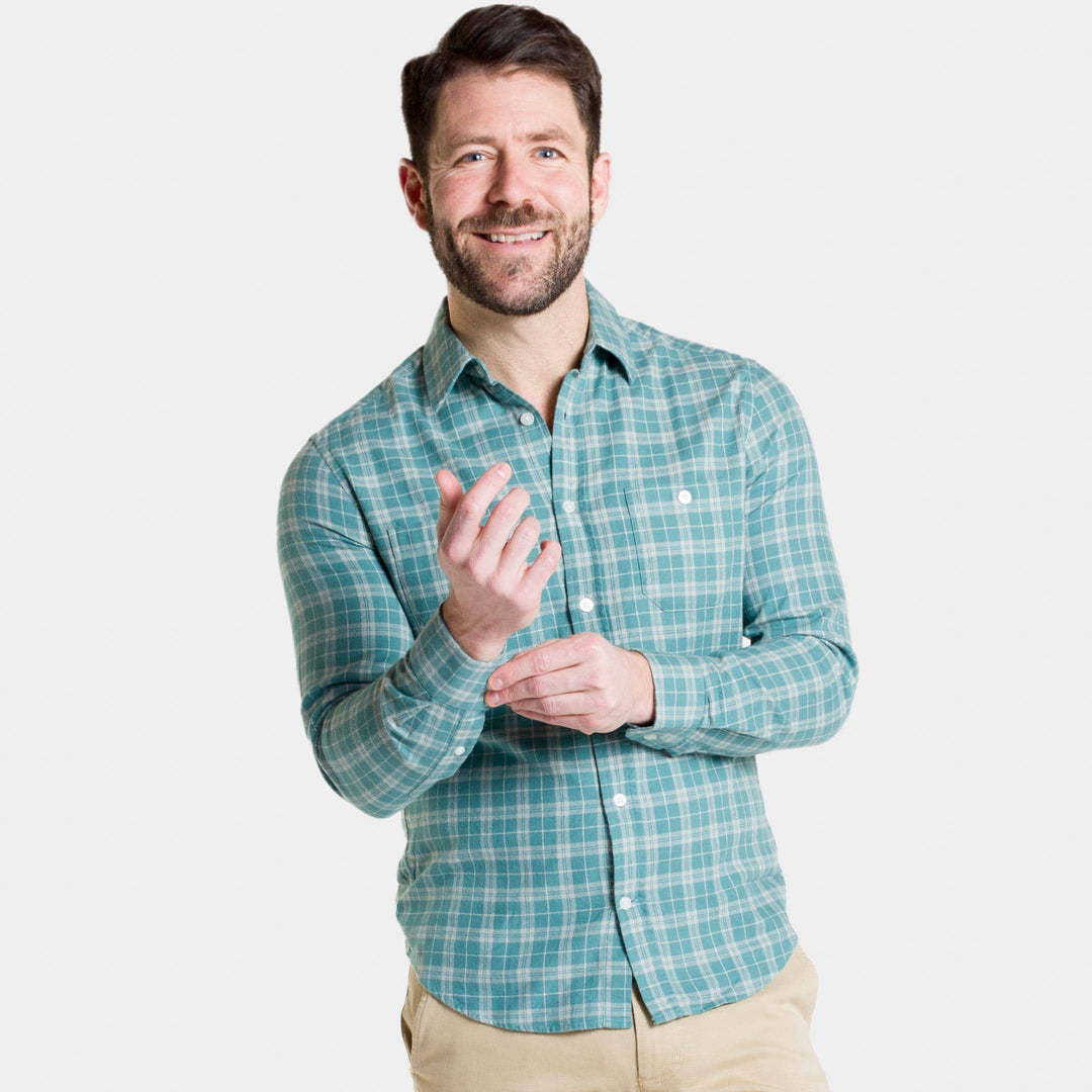 Ash & Erie Agave Plaid Flannel Button-Down Shirt for Short Men   Flannel Everyday Shirt