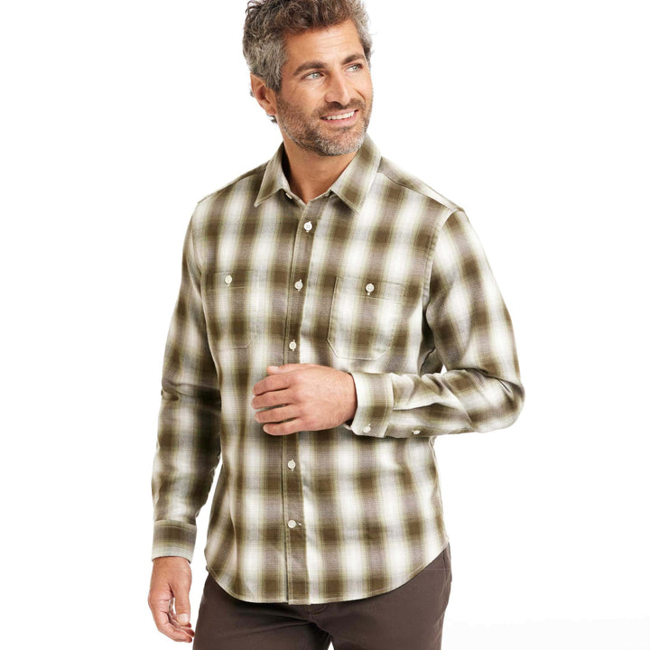 Ash & Erie Balsam Ombre Flannel Button-Down Shirt for Short Men   Flannel Everyday Shirt