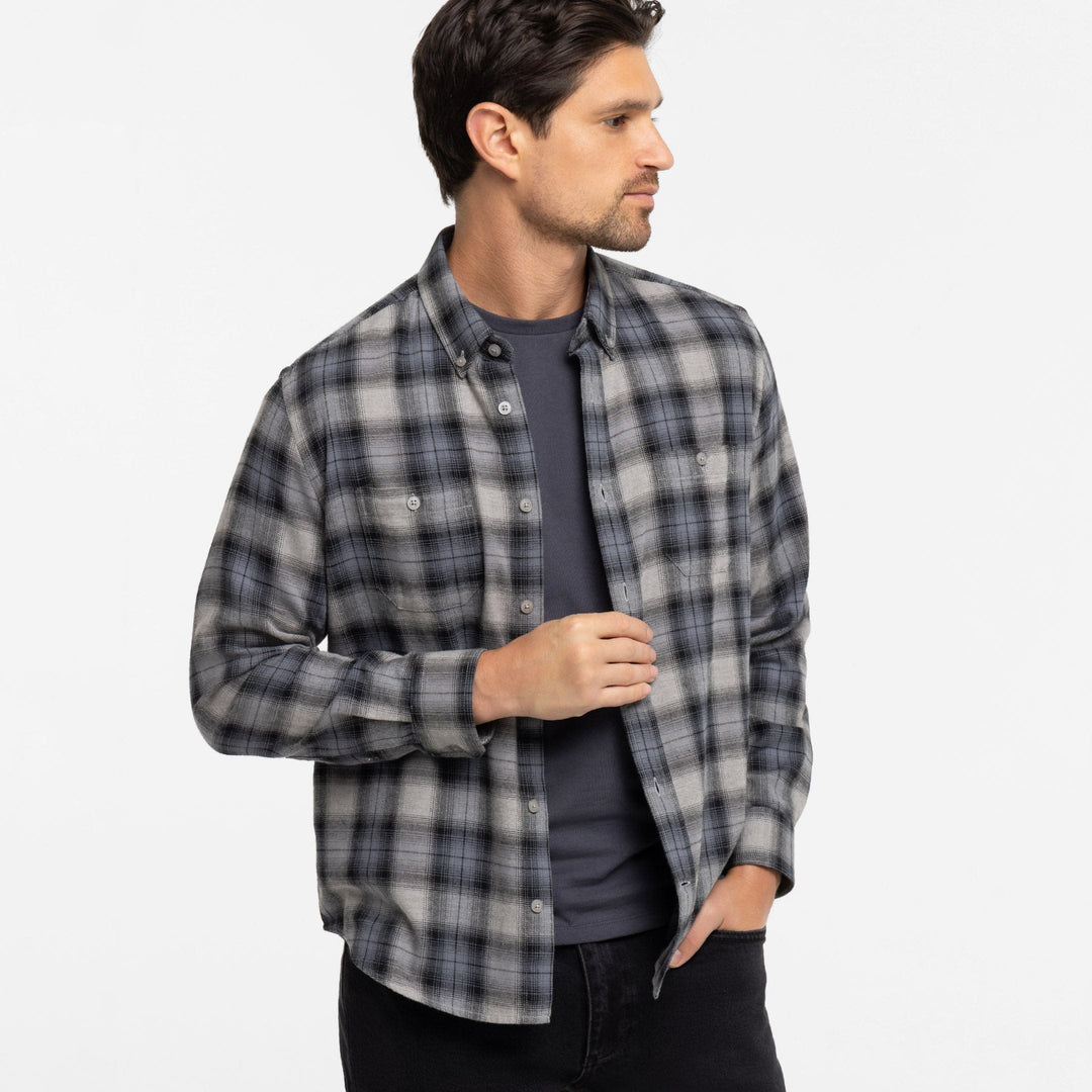 Ash & Erie Boone Flannel Button-Down Shirt for Short Men   Flannel Everyday Shirt