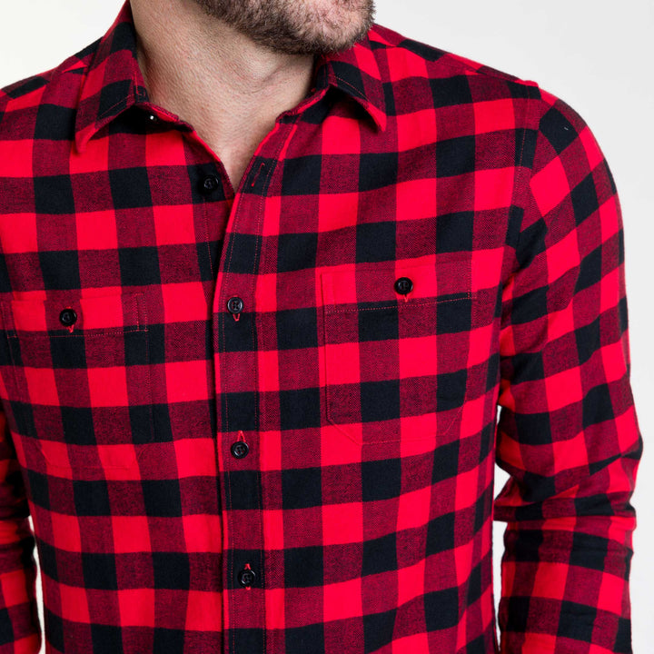 Ash & Erie Buffalo Plaid Flannel Button-Down Shirt for Short Men   Flannel Everyday Shirt