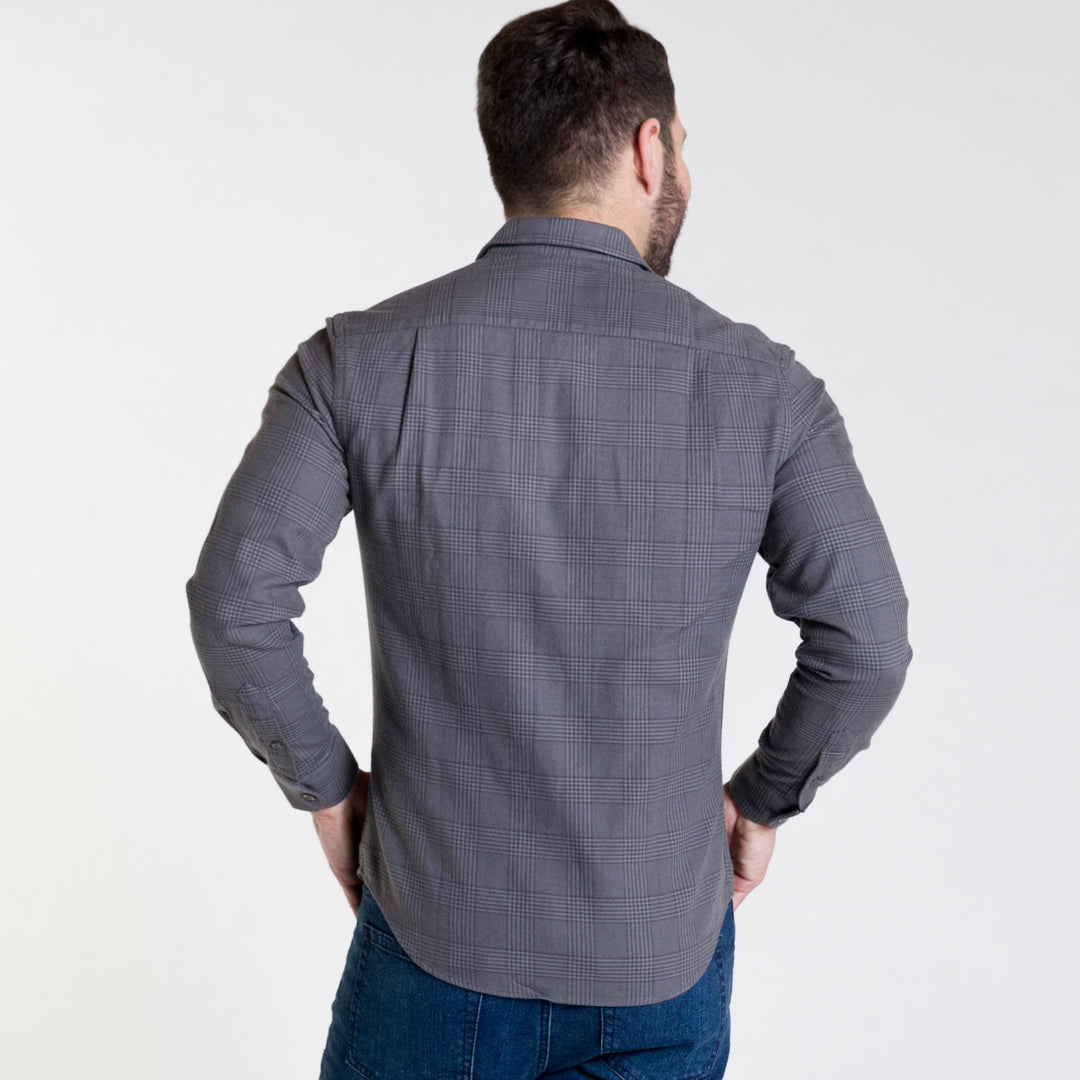Ash & Erie Charcoal Glen Plaid Flannel Button-Down Shirt for Short Men   Flannel Everyday Shirt