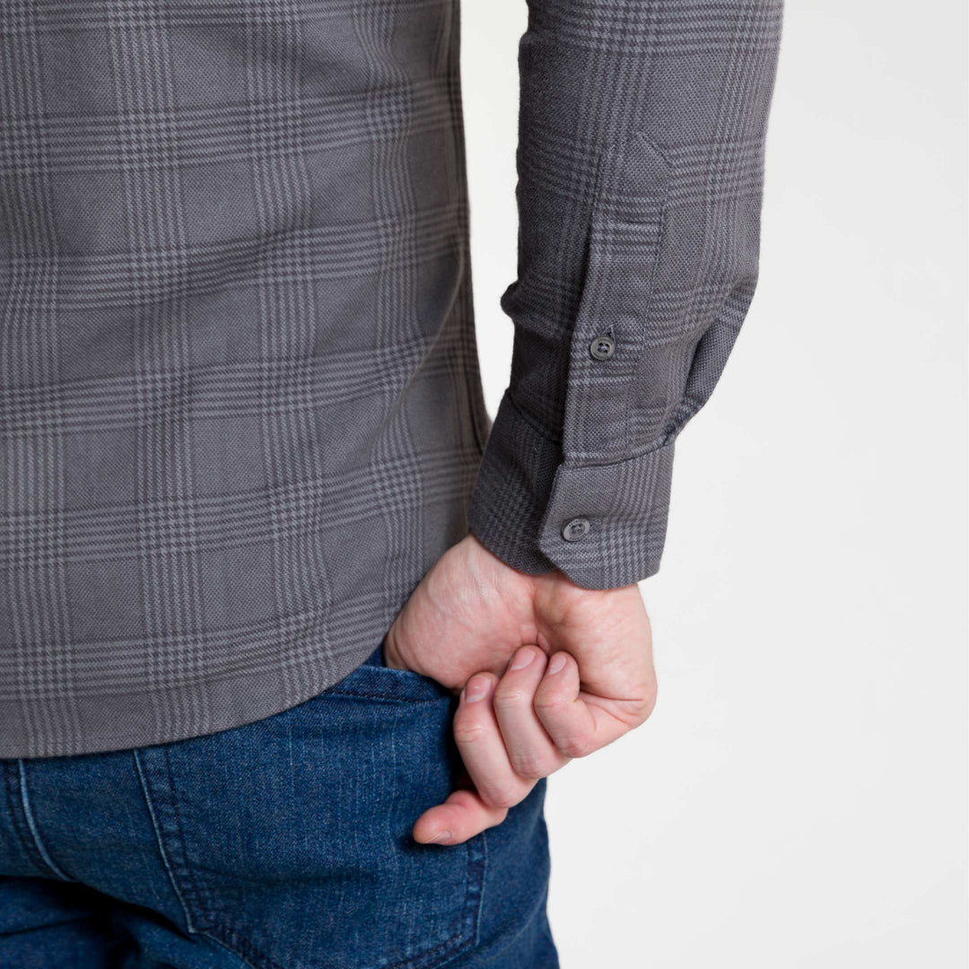 Ash & Erie Charcoal Glen Plaid Flannel Button-Down Shirt for Short Men   Flannel Everyday Shirt