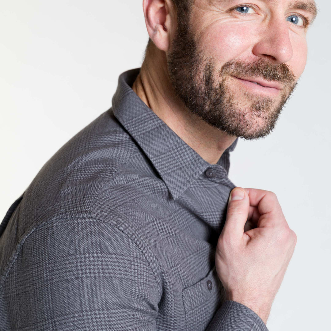 Ash & Erie Charcoal Glen Plaid Flannel Button-Down Shirt for Short Men   Flannel Everyday Shirt