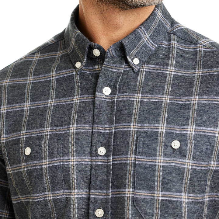 Ash & Erie Graphite Grid Flannel Button-Down Shirt for Short Men   Flannel Everyday Shirt