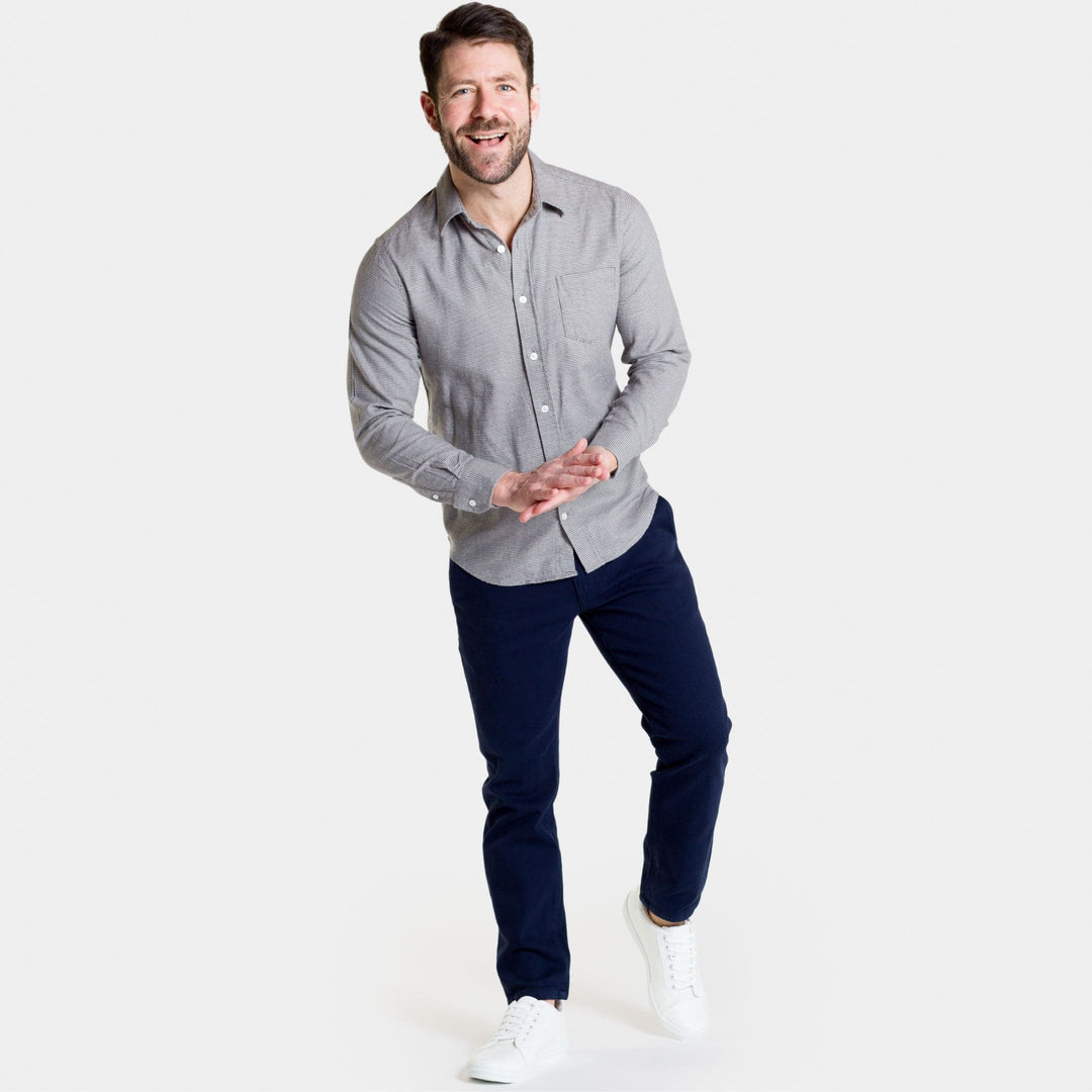 Ash & Erie Grey Houndstooth Flannel Button-Down Shirt for Short Men   Flannel Everyday Shirt