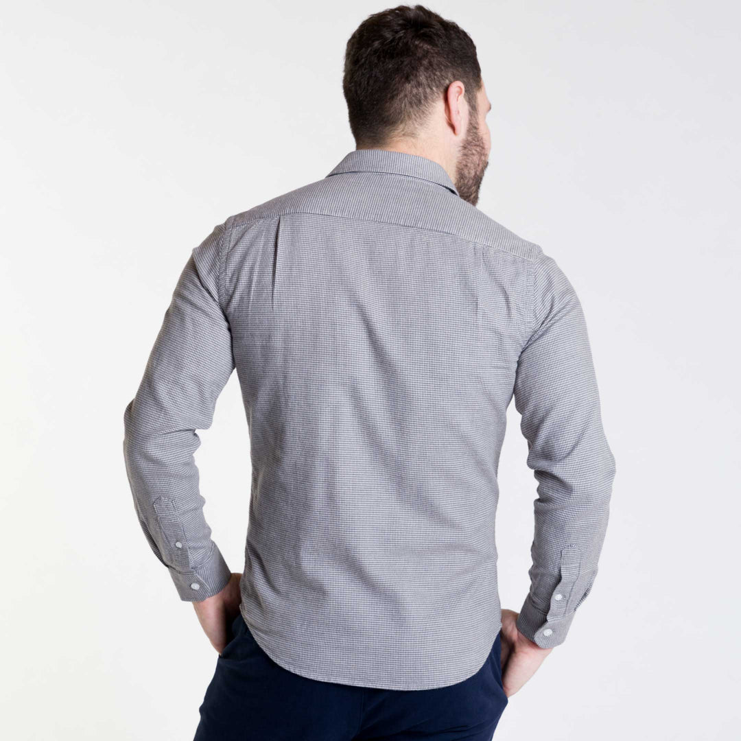 Ash & Erie Grey Houndstooth Flannel Button-Down Shirt for Short Men   Flannel Everyday Shirt