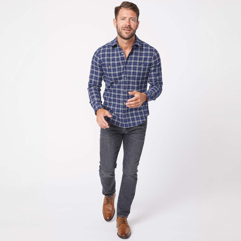 Ash & Erie Ozark Plaid Flannel Button-Down Shirt for Short Men   Flannel Everyday Shirt