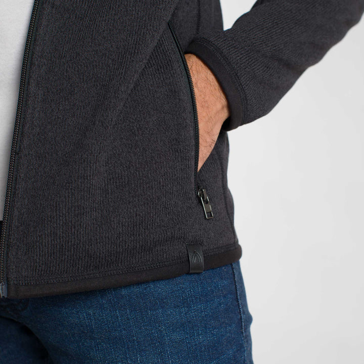 Ash & Erie Heather Black Full-Zip Jacket Fleece for Short Men   Fleece