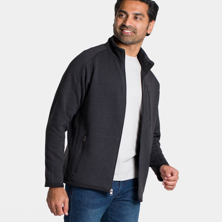 Ash & Erie Heather Black Full-Zip Jacket Fleece for Short Men   Fleece
