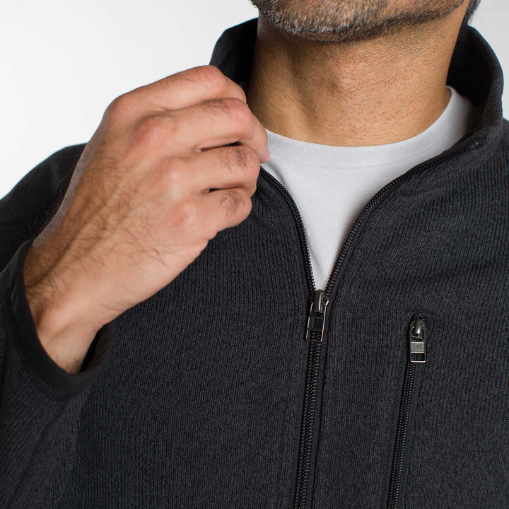 Ash & Erie Heather Black Full-Zip Jacket Fleece for Short Men   Fleece