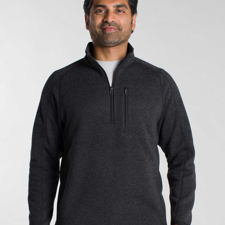 Ash & Erie Heather Black Full-Zip Jacket Fleece for Short Men   Fleece