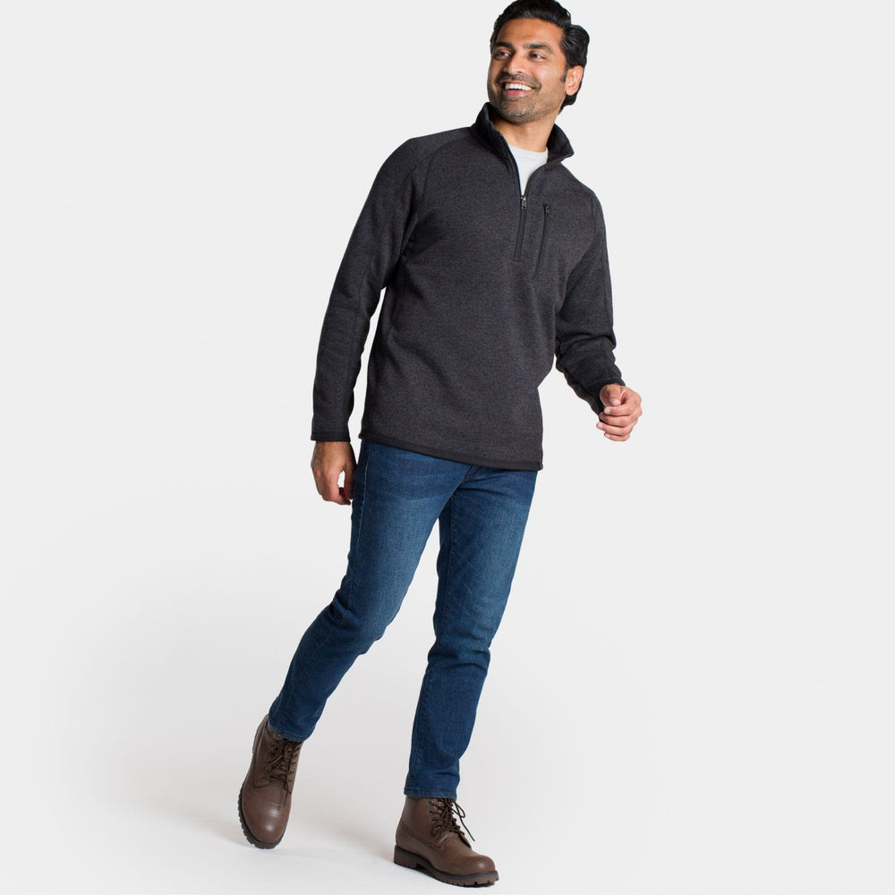 Ash & Erie Heather Black Full-Zip Jacket Fleece for Short Men   Fleece