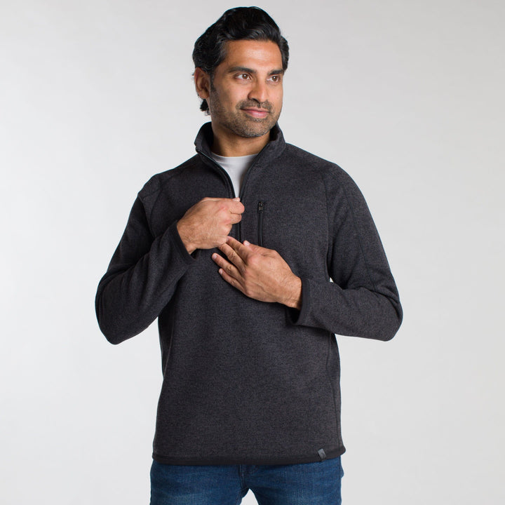 Ash & Erie Heather Black Full-Zip Jacket Fleece for Short Men   Fleece