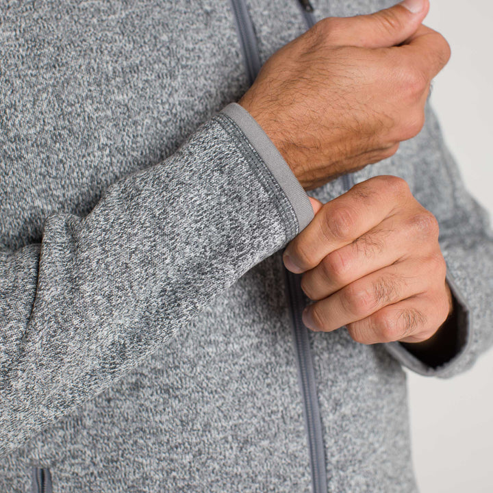 Ash & Erie Heather Grey Full-Zip Jacket Fleece for Short Men   Fleece