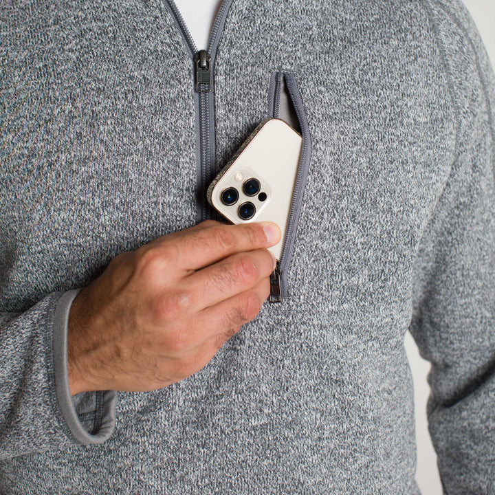 Ash & Erie Heather Grey Full-Zip Jacket Fleece for Short Men   Fleece