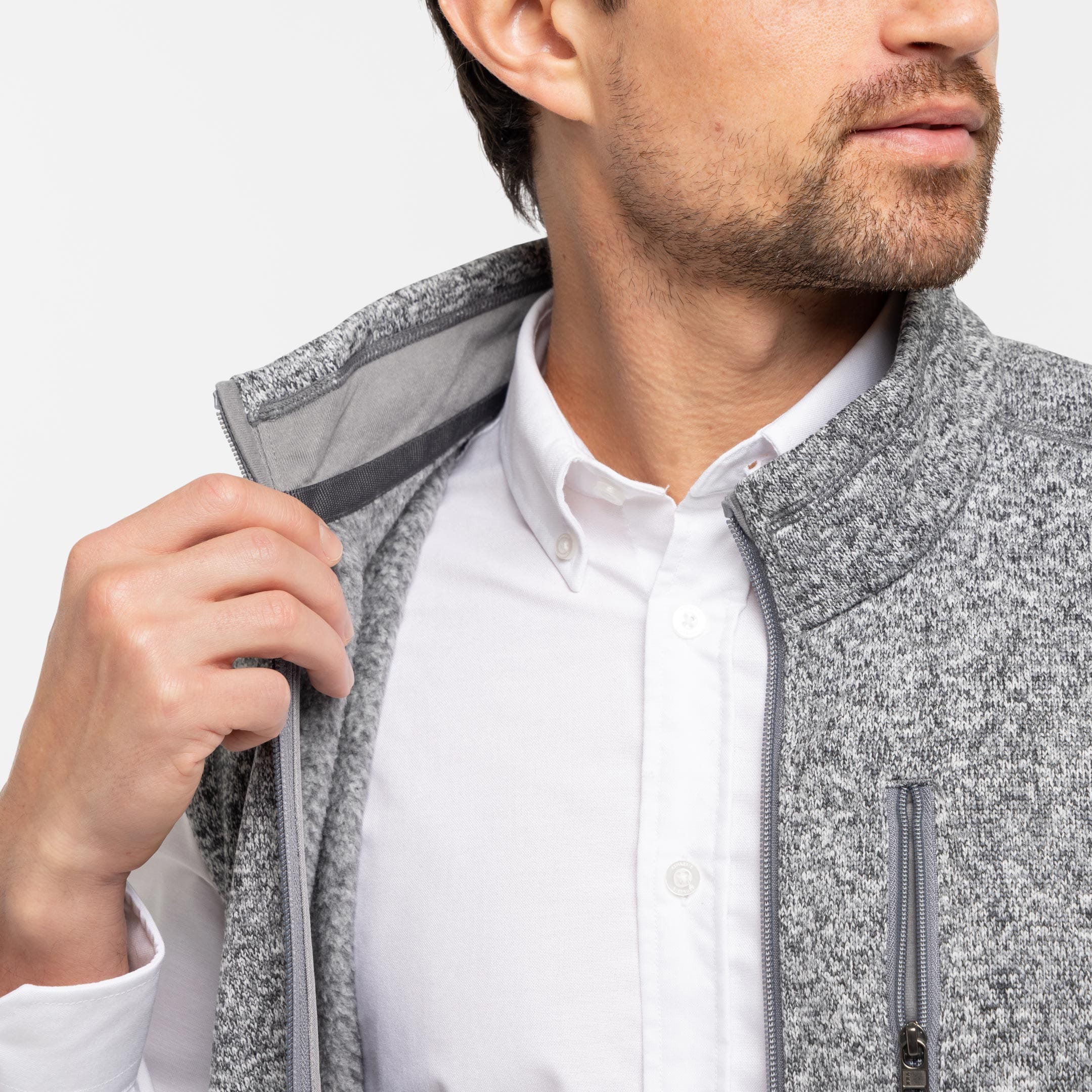Ash & Erie Heather Grey Fleece Vest for Short Men   Fleece Vest