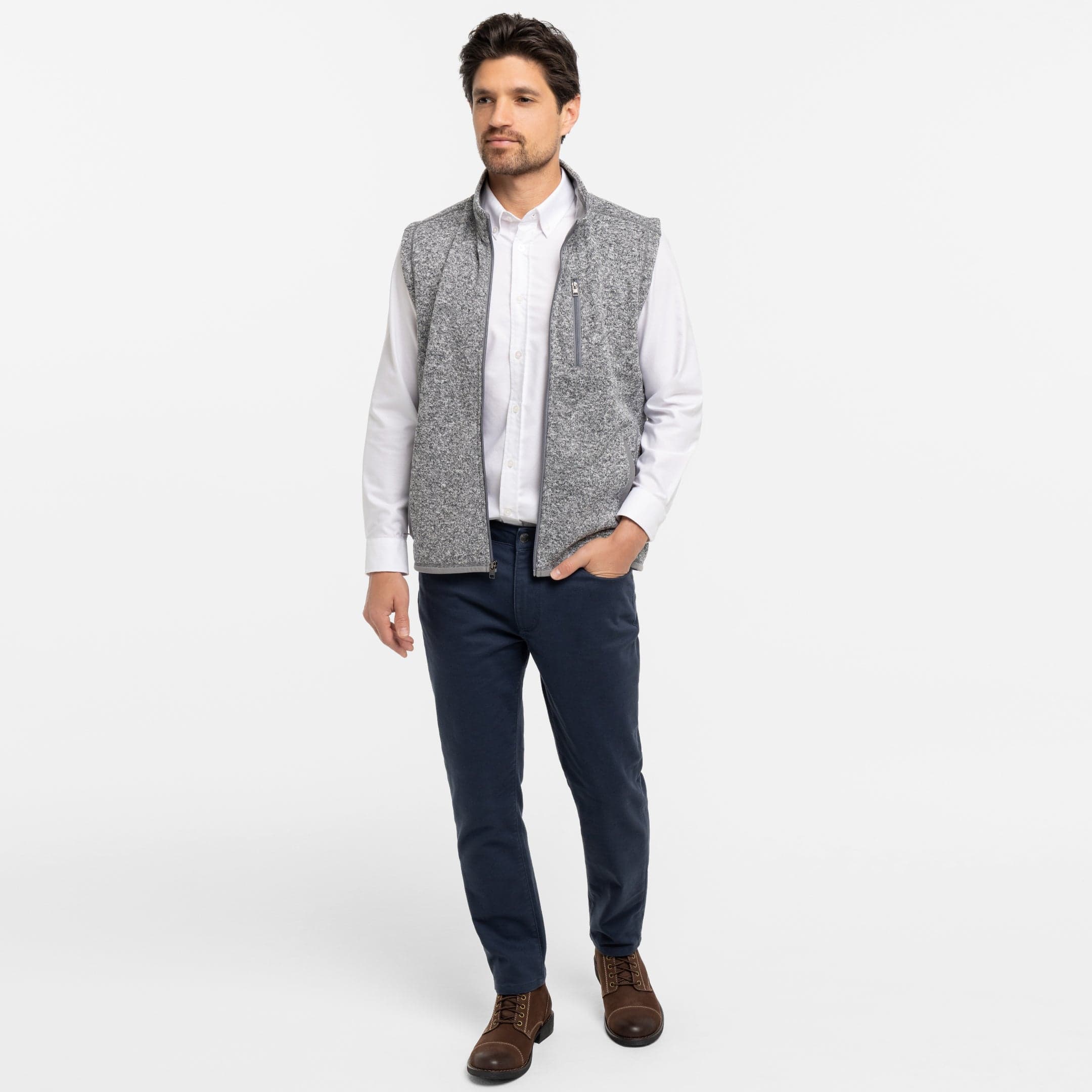 Ash & Erie Heather Grey Fleece Vest for Short Men   Fleece Vest