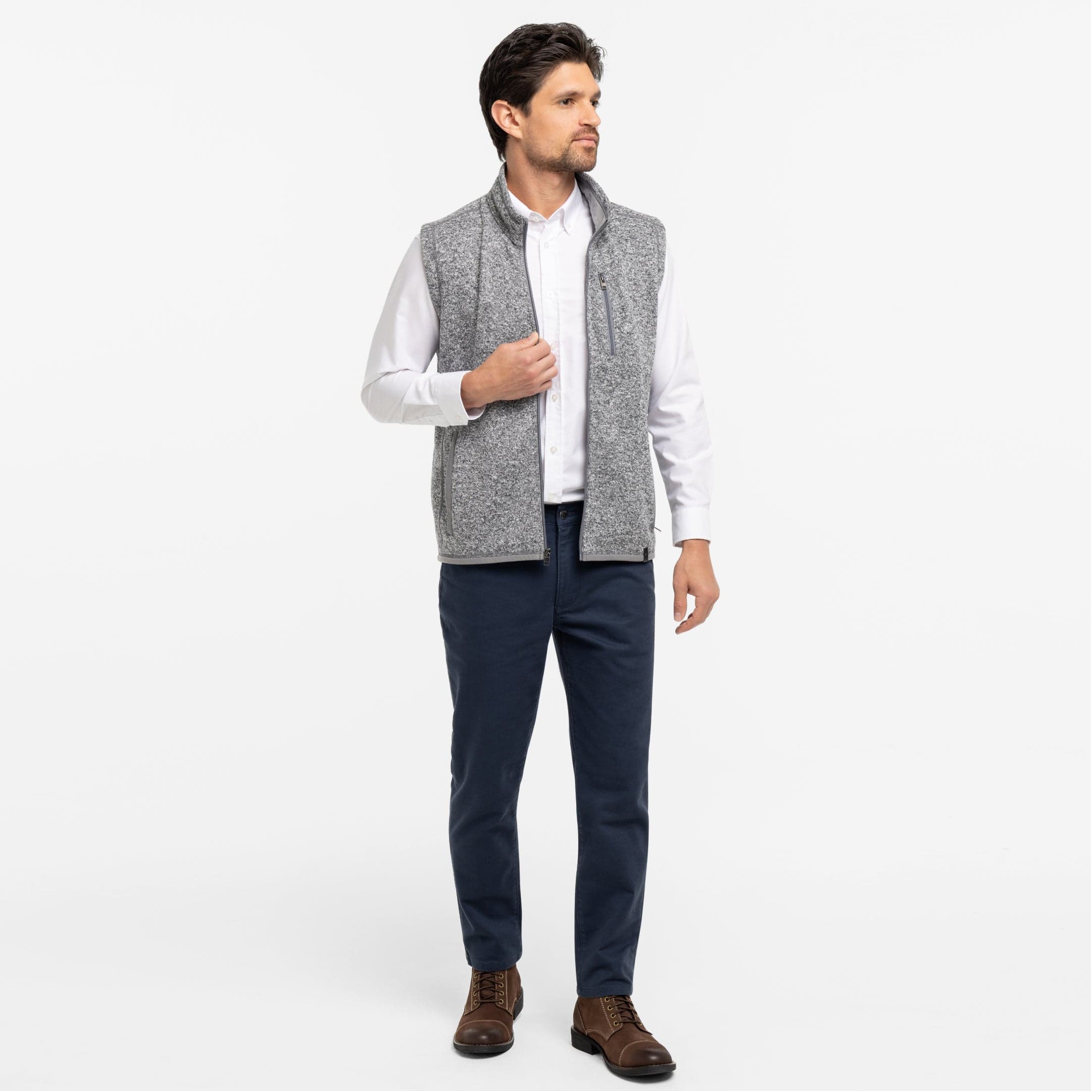 Ash & Erie Heather Grey Fleece Vest for Short Men   Fleece Vest